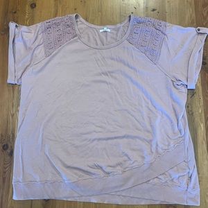 Plus Size Maurice’s Terry Shirt with cute crochet detail.